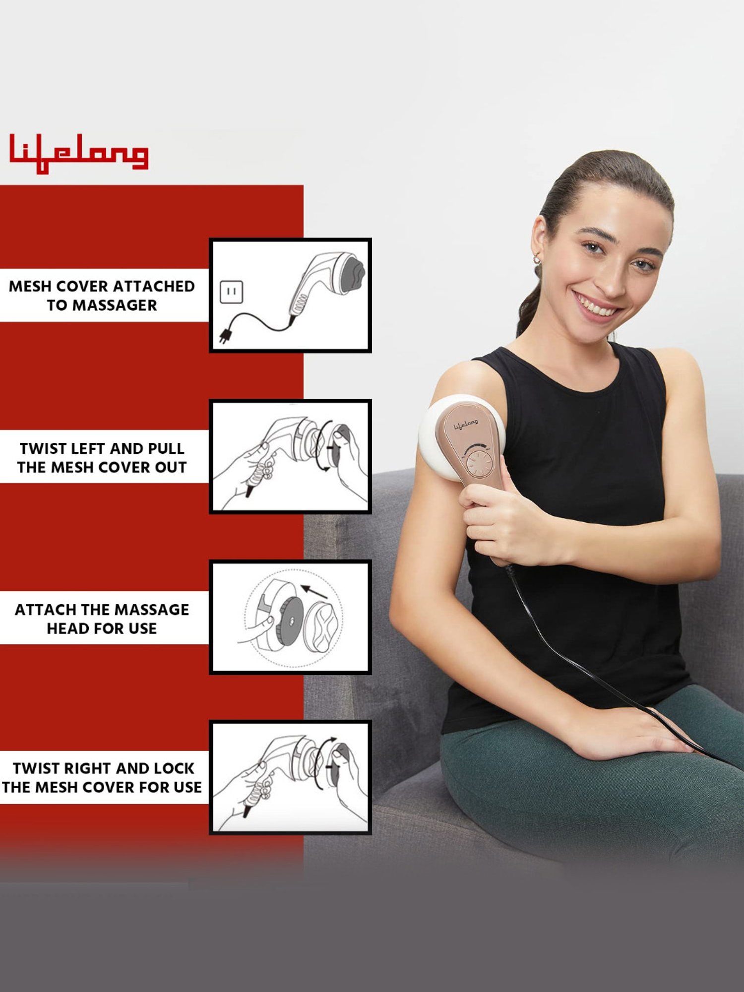 Lifelong LLM270 Electric Handheld Full Body Massager (Brown)