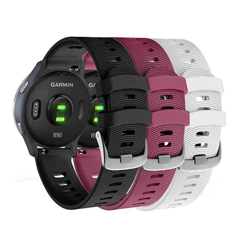 Garmin Venu GPS Smartwatch with AMOLED Display and Included  3 Straps Bundle (Granite Blue/Silver, Black/Berry/White)