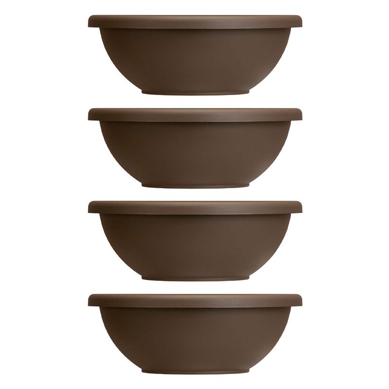 HC Companies 22 Inch Resin Garden Bowl Planter Pot, Chocolate Brown (4 Pack)