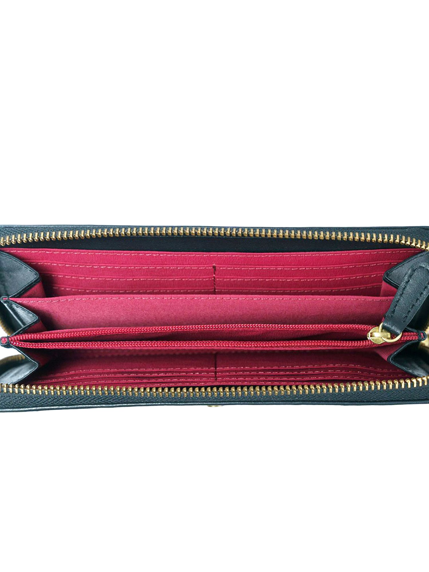 RI2K London Black Leather Quilted Zip around Wallet