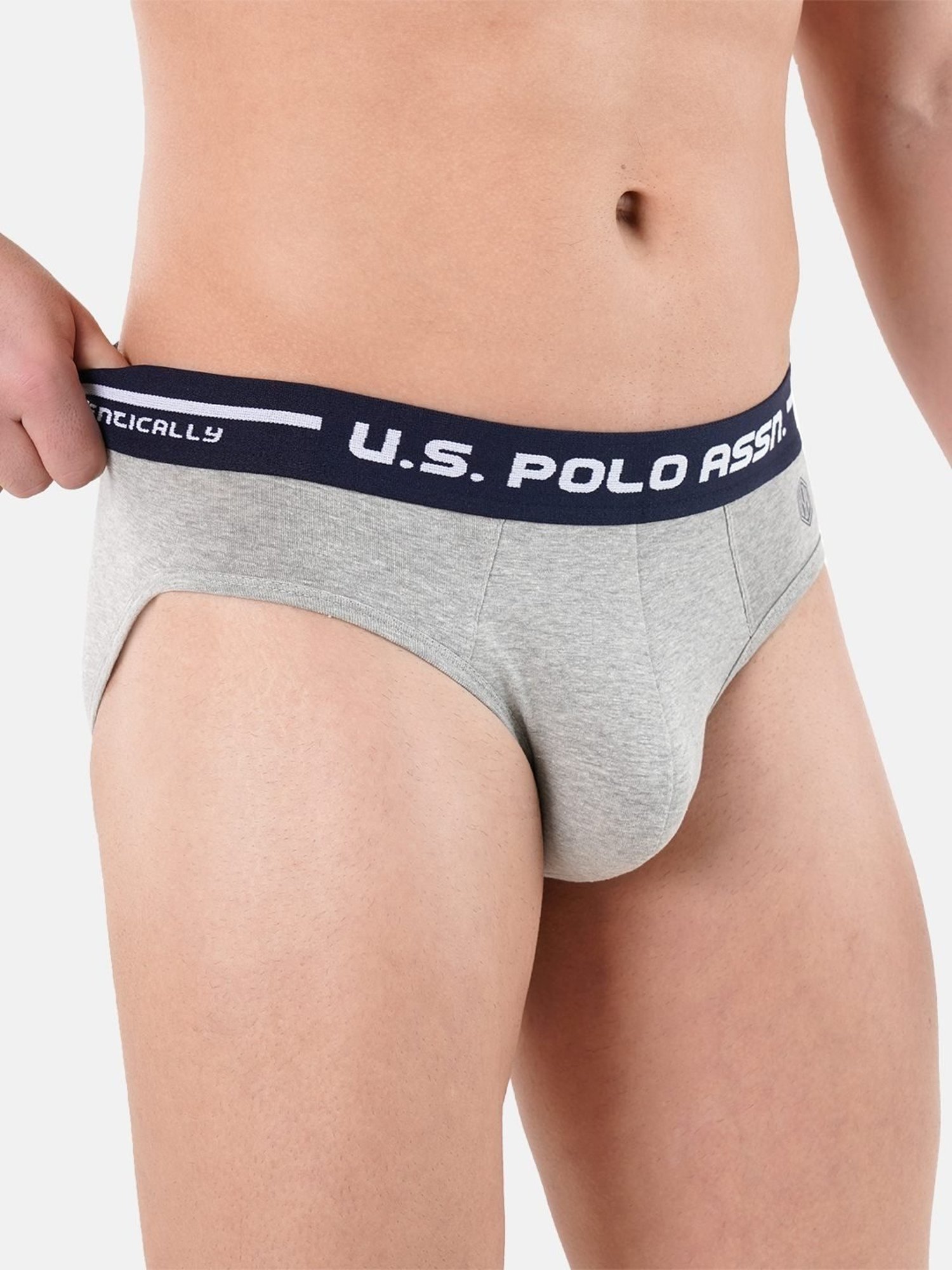 U.S. Polo Assn. Red & Grey Cotton Regular Fit Briefs - Pack Of 2