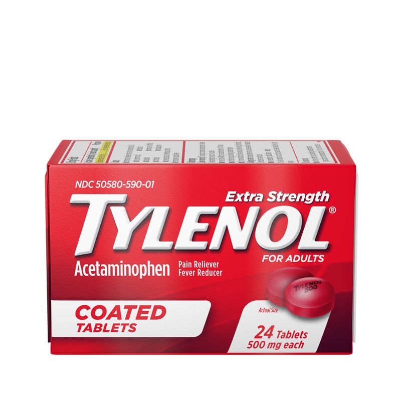 Tylenol Extra Strength Coated Tablets - Acetaminophen - 24ct