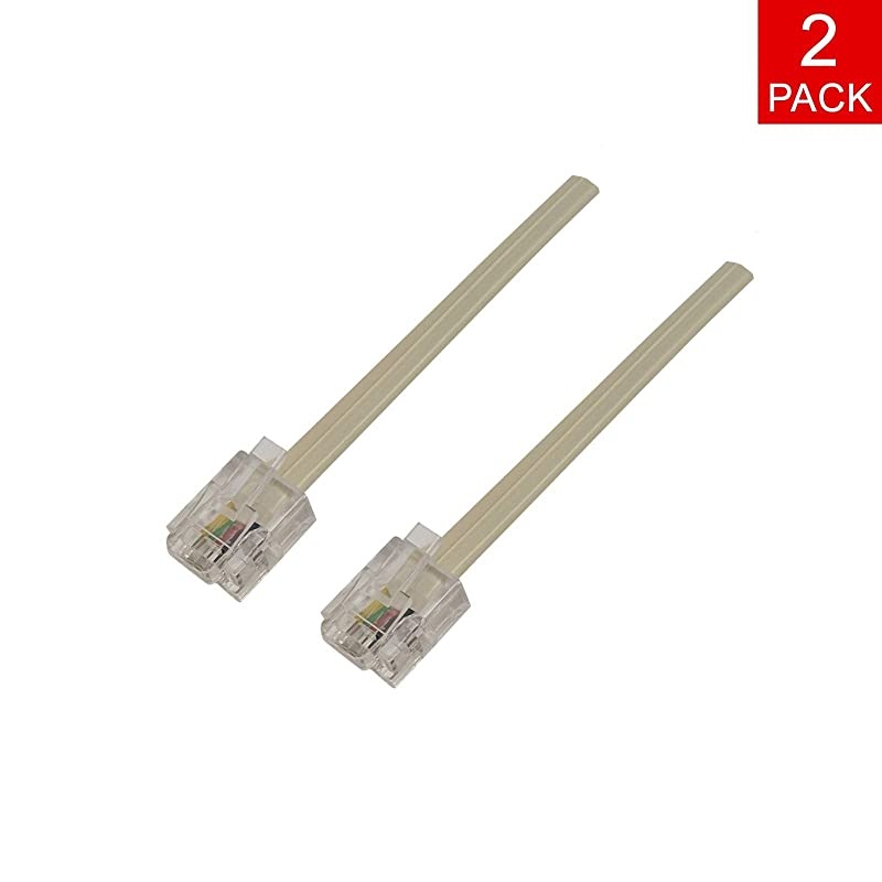 4 Inch Phone Line Cord Fax Dial Up Modem Landline Small RJ11 Telephone Cable 6P4C 2 Pack Universally Compatible