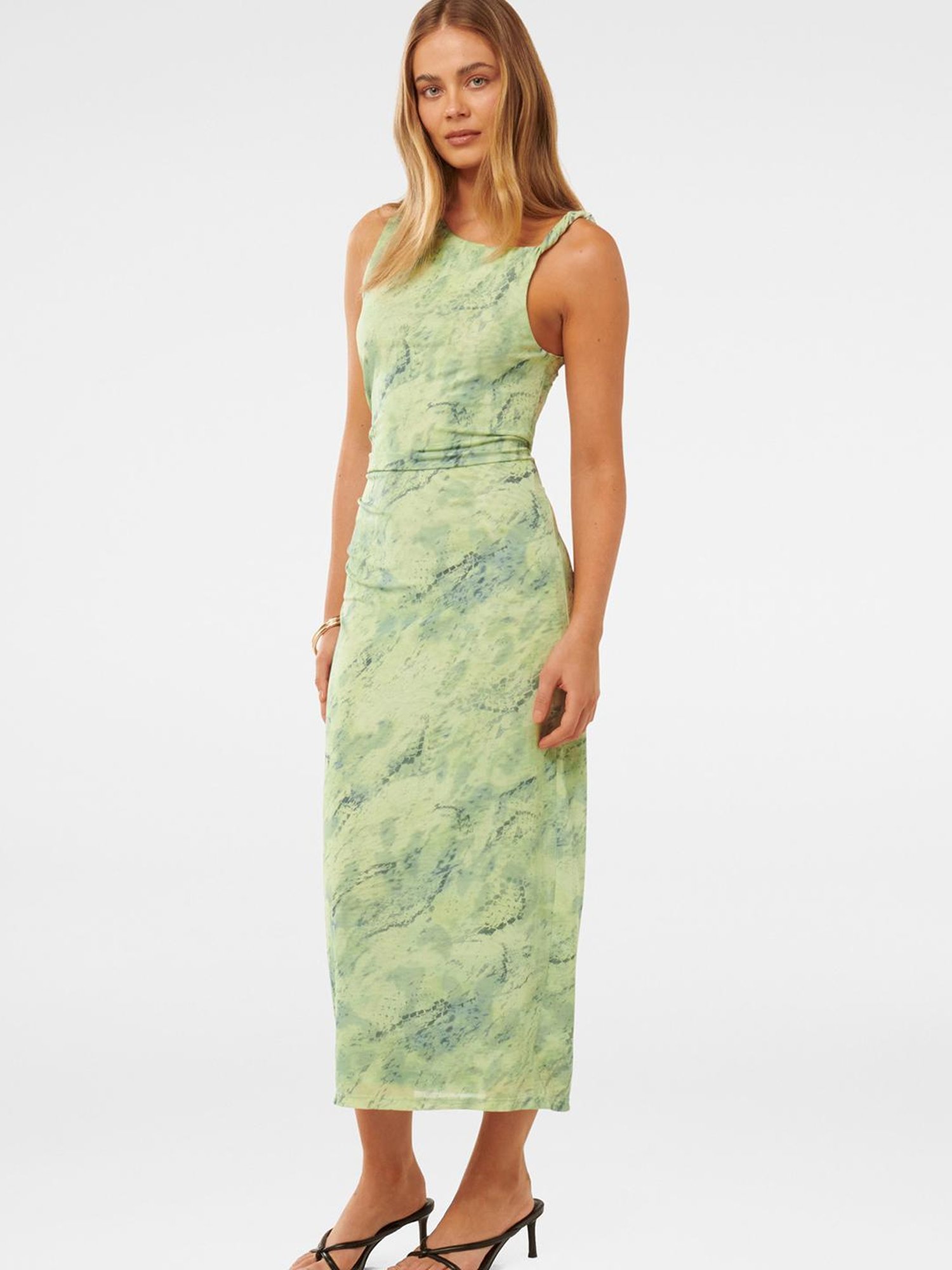 Forever New Gracelynn Twist Shoulder Mesh Midi Dress