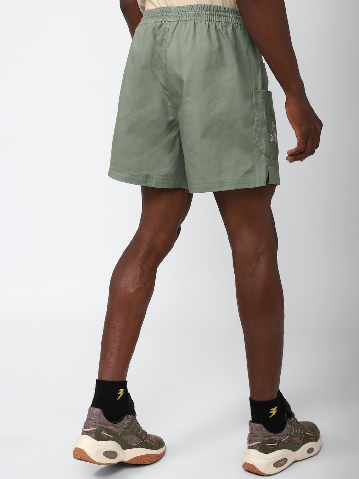 Reebok Green Cotton Regular Fit Sports Shorts