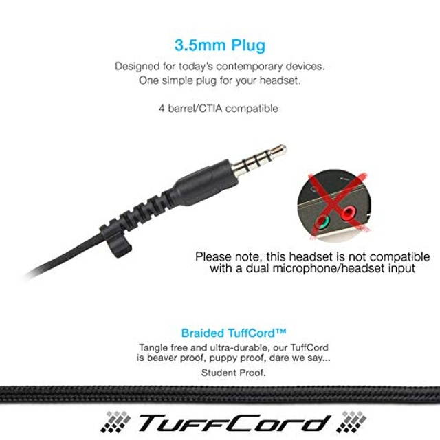 Cyber Acoustics 3.5mm Stereo Headset with Headphones and Noise Cancelling Microphone for Pcs, Tablets, and Cell Phones in The Office, Classroom or Home (AC-4000)