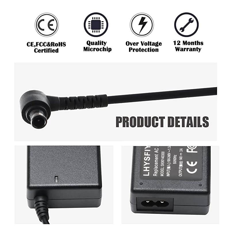 AC/DC Adapter Power Cord for Samsung Monitor LTM1555B LTM1555X LTM1755X LTM1775W ; Samsung SyncMaster 15" 17" 18" 19" 20" 22" 23" 24" 27" TV LCD/TFT 770 S22A300B S20A350B LCD Monitor Charger
