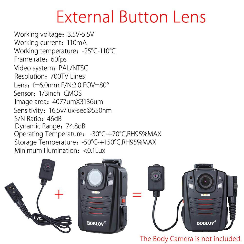 HD66 External Button Lens 46dB 1/3inch CMOS for Body Worn Camera Portable Pocket Mini