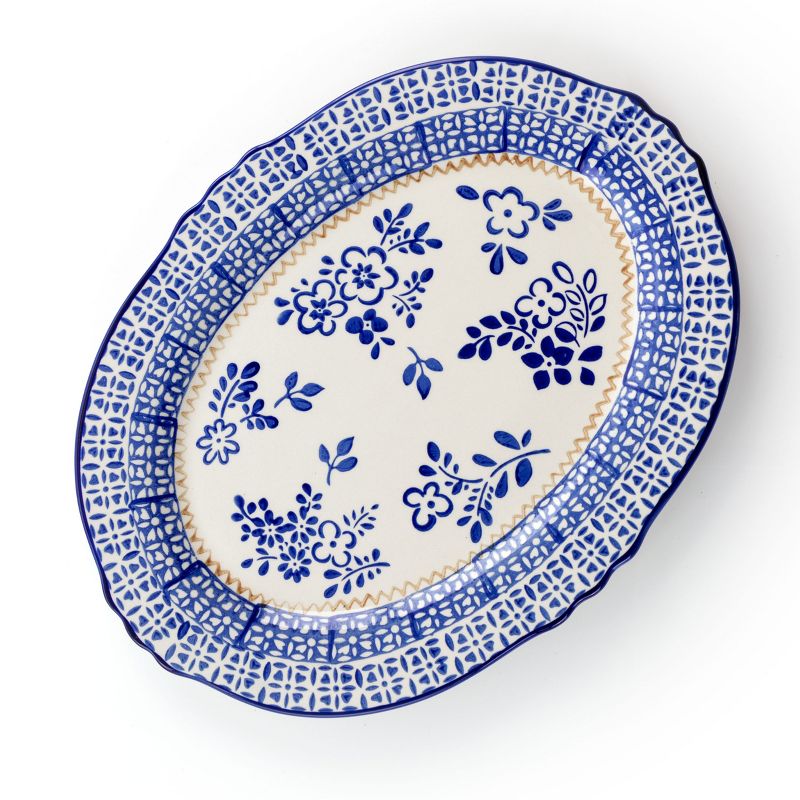 Meritage Botany 14.5 Inch Oval Stoneware Serving Platter