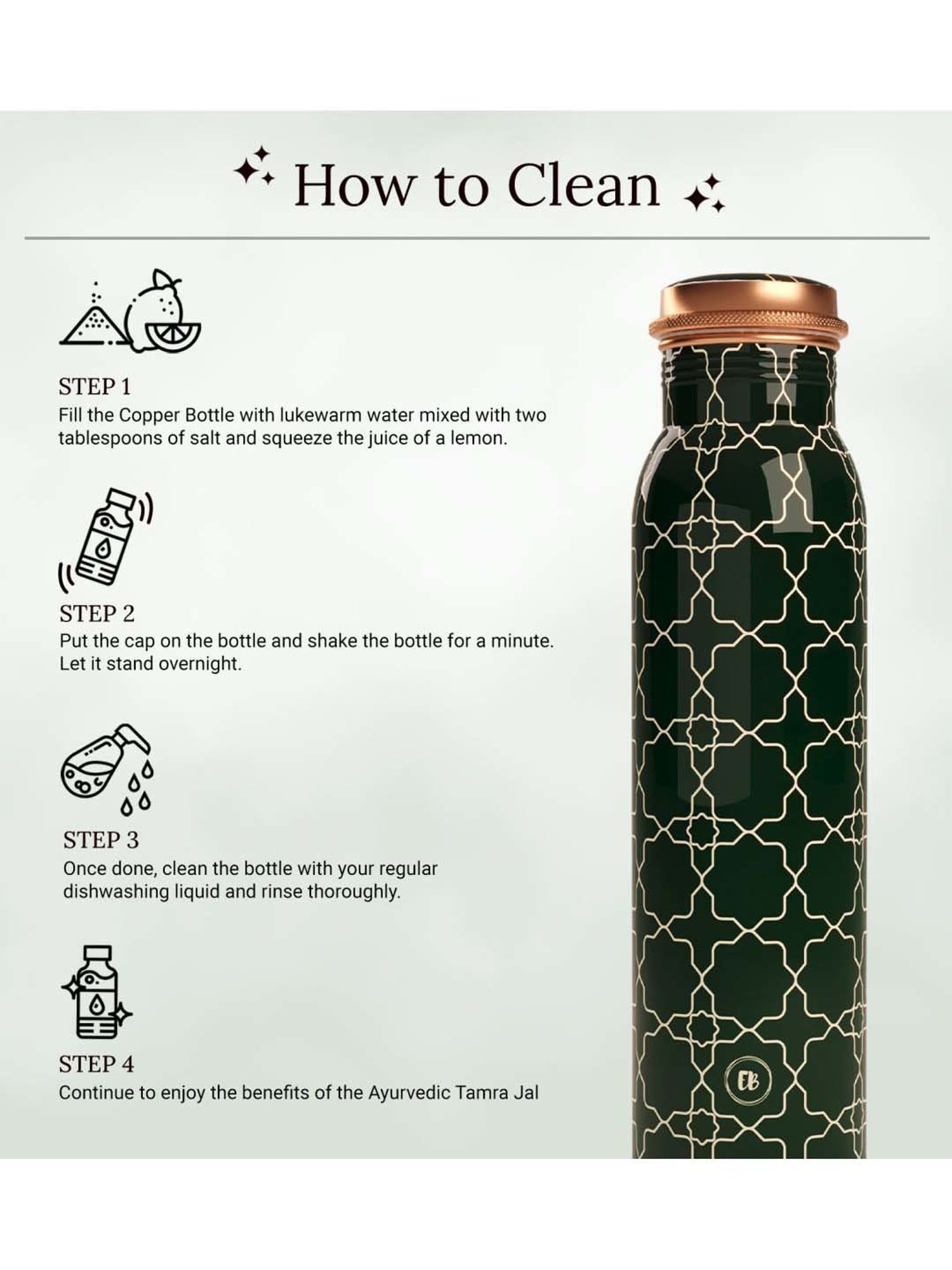 Everything Beautiful Green Copper Water Bottle - Standard (0.9 L)