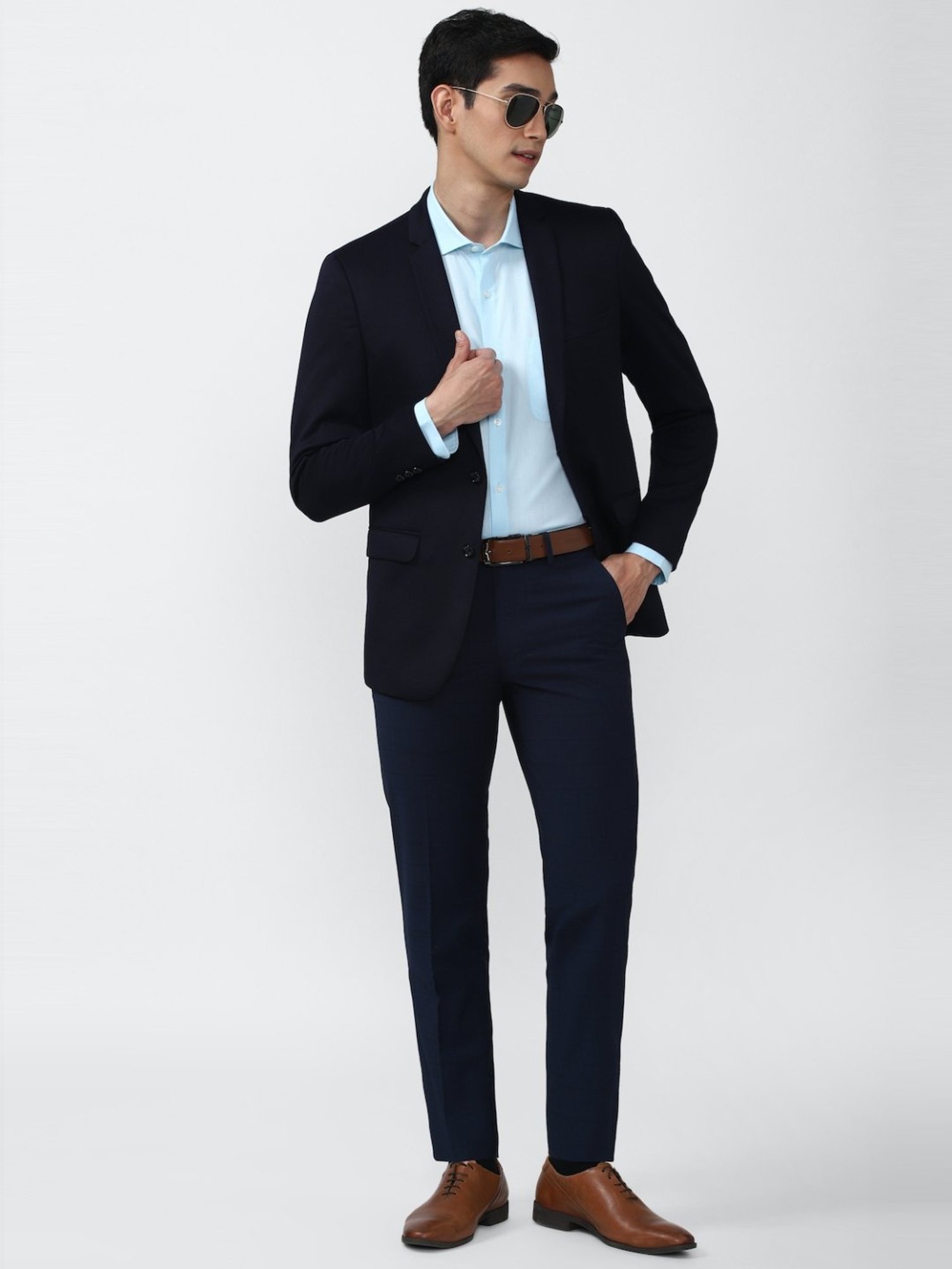 Peter England Elite Navy Slim Fit Trousers