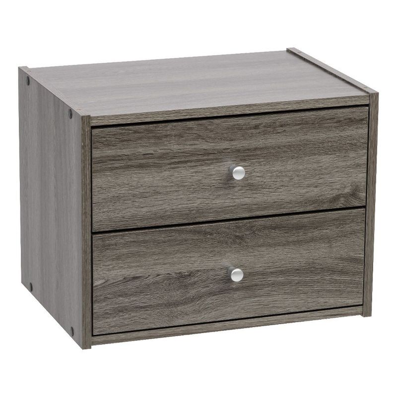 IRIS Tachi Series Modular Wood Stacking Storage Drawer Box Cabinet Cube, Gray