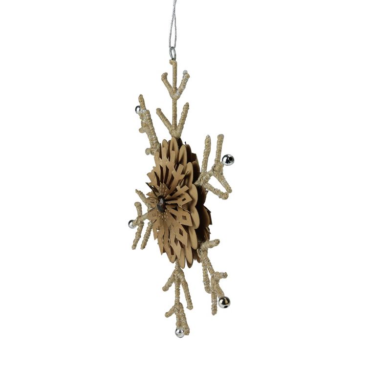 Ganz 10" Brown and Silver Rustic Snowflake Christmas Ornament