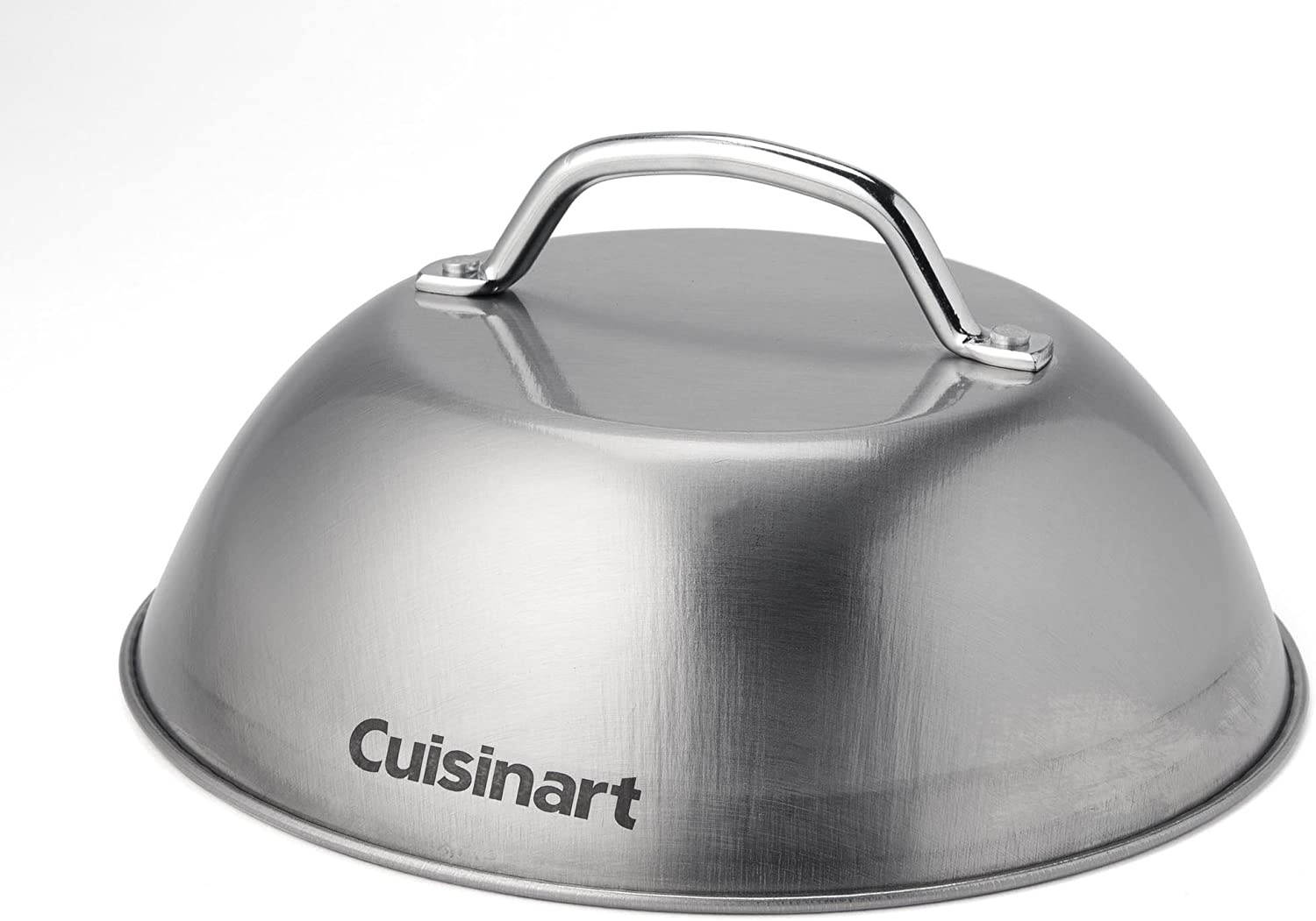 Cuisinart CGPR-221, Cast Iron Grill Press (Wood Handle) & CMD-108 Melting Dome, 9",Stainless Steel