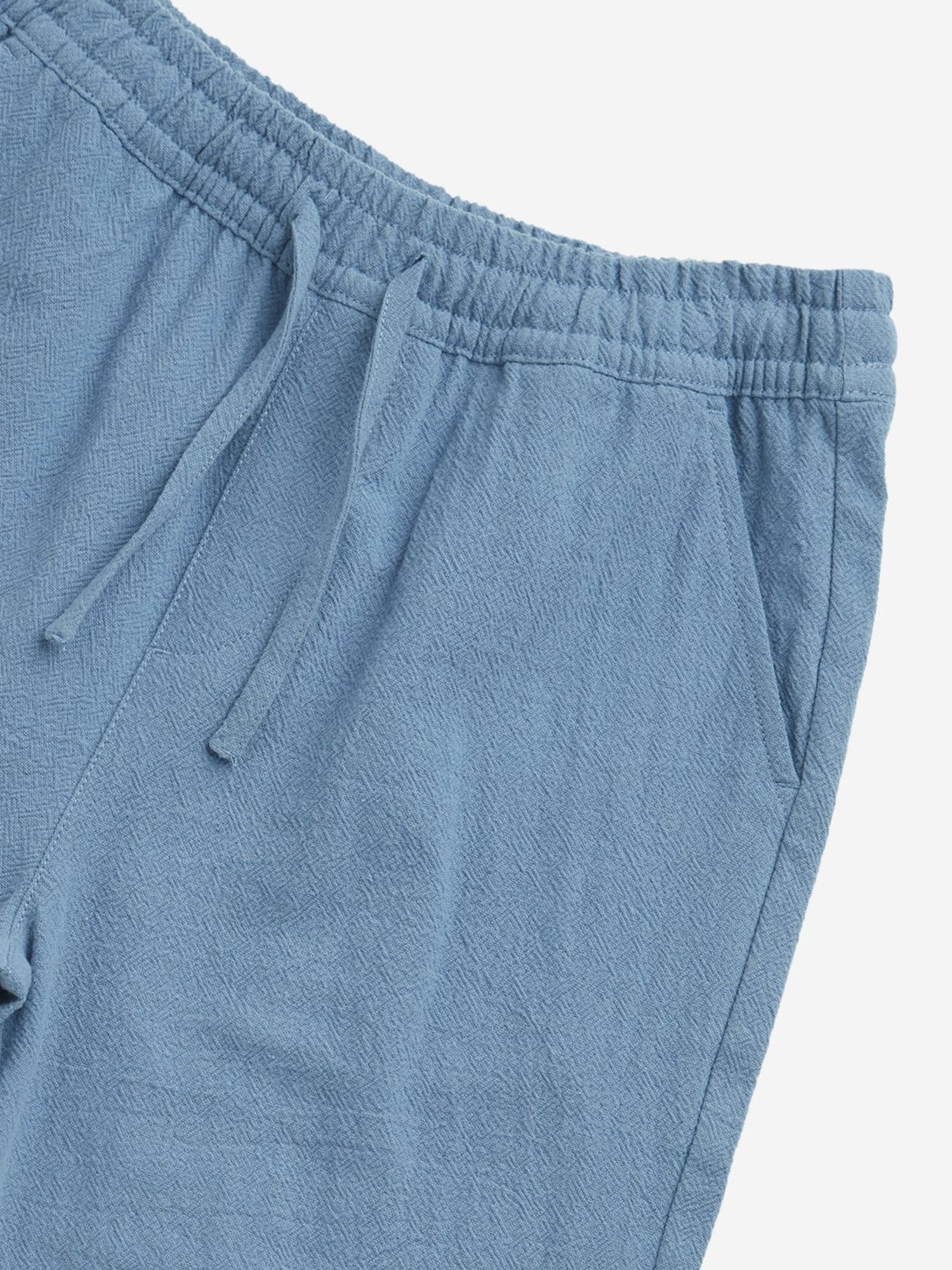 Y&F Kids by Westside Dusty Blue Solid Mid-Rise Cotton Shorts