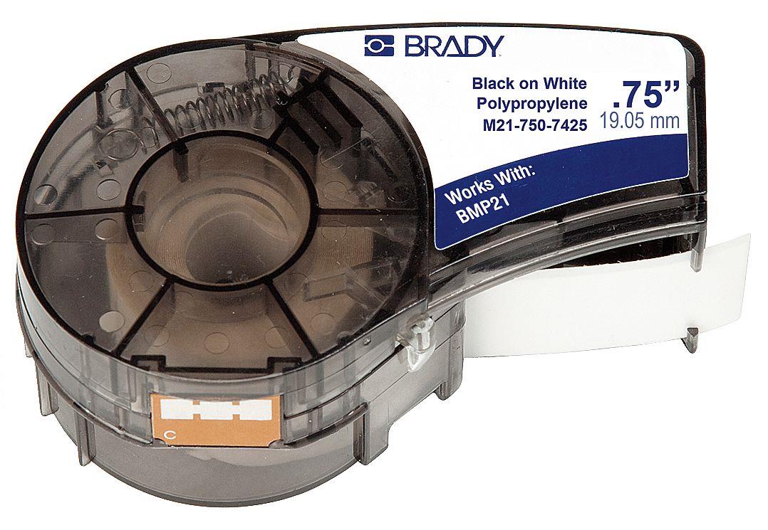 BRADY M21-750-7425 Label, Black/White, Labels/Roll: Continuous