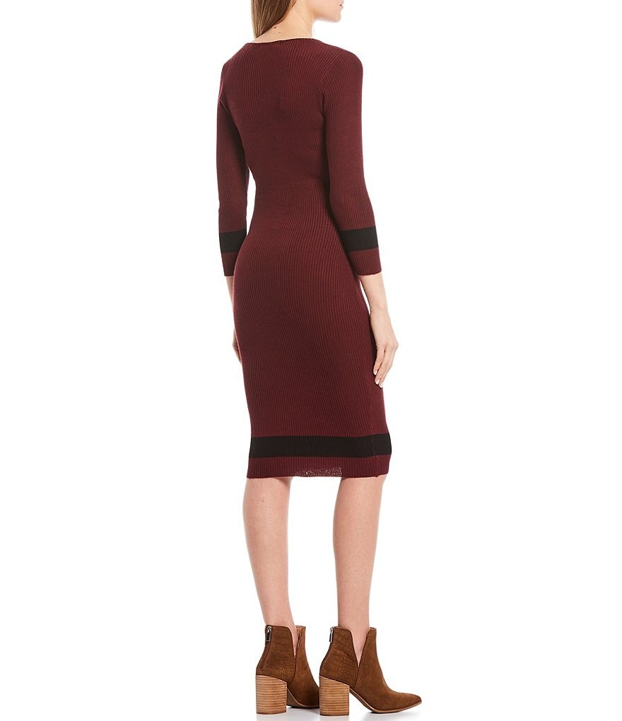 Stilletto's Mock Neck Rib Knit Sweater Dress