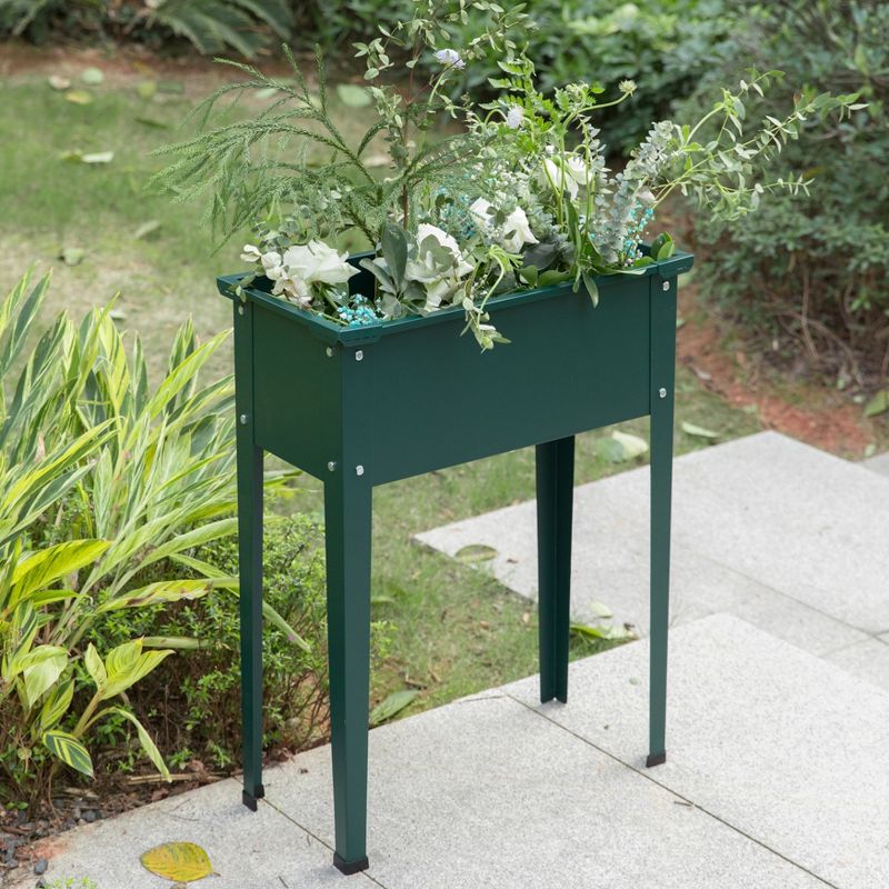 Gardenised Green Freestanding Raised Garden Bed Rectangular Flower Planter