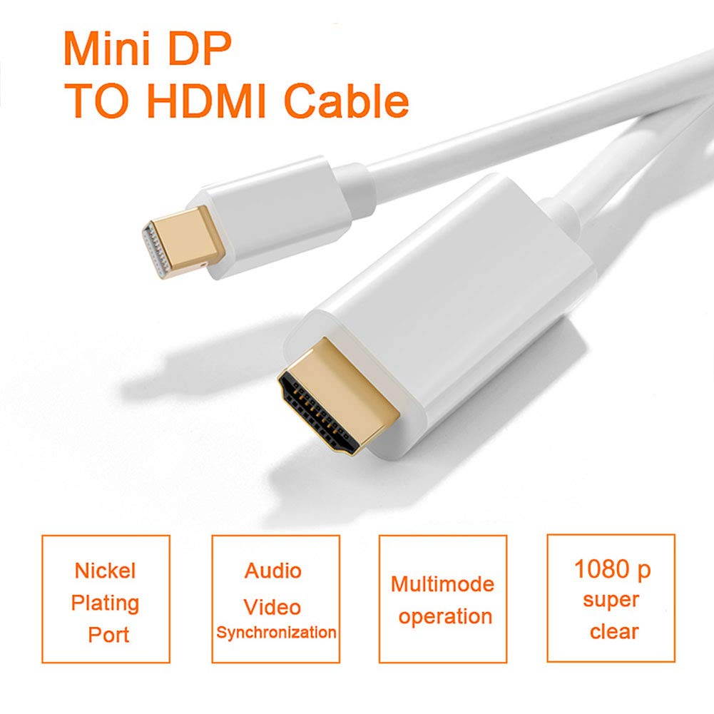 3-in-1 Mini Displayport Thunderbolt to HDMI/DVI/VGA Adapter, 4K Mini Displayport 1.2 Converter, Compatible Male to Female Adapter for Macbook, PC, Projector, Surface Pro- White