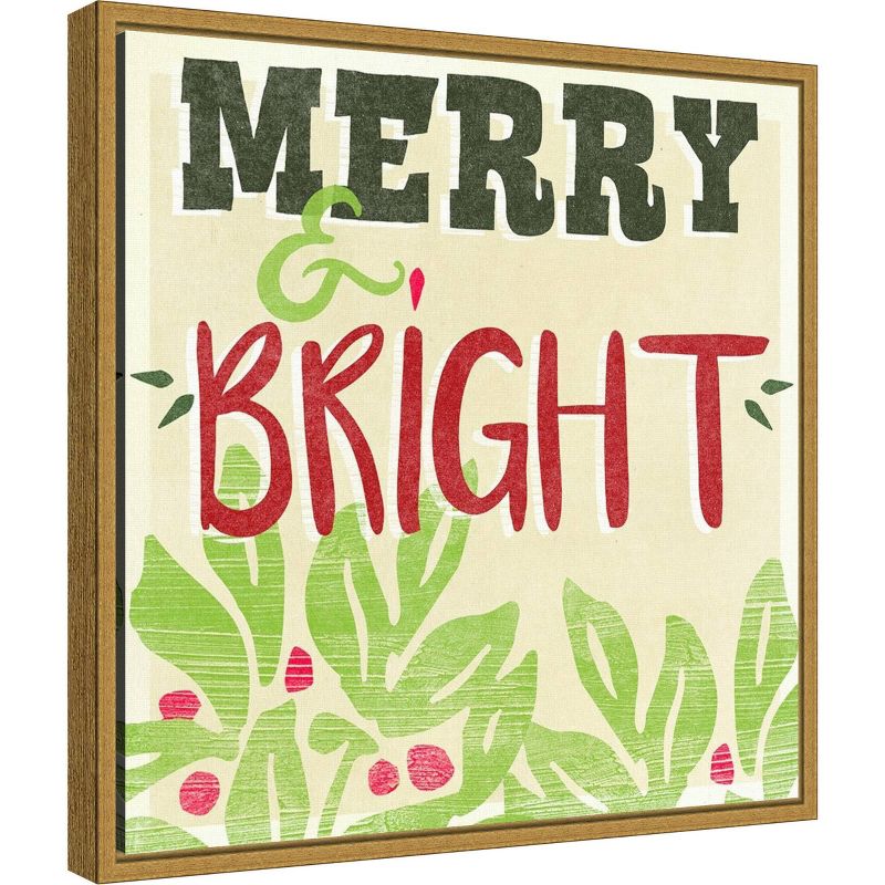 16" x 16" Lets Get Jolly Merry by June Erica Vess Framed Canvas Wall Art - Amanti Art