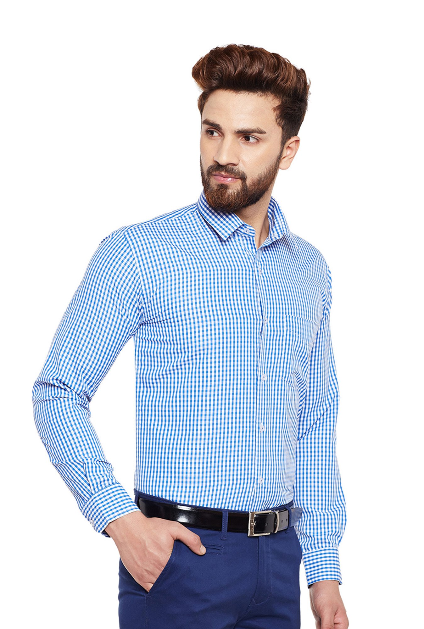 Hancock Blue Full Sleeves Slim Fit Shirt
