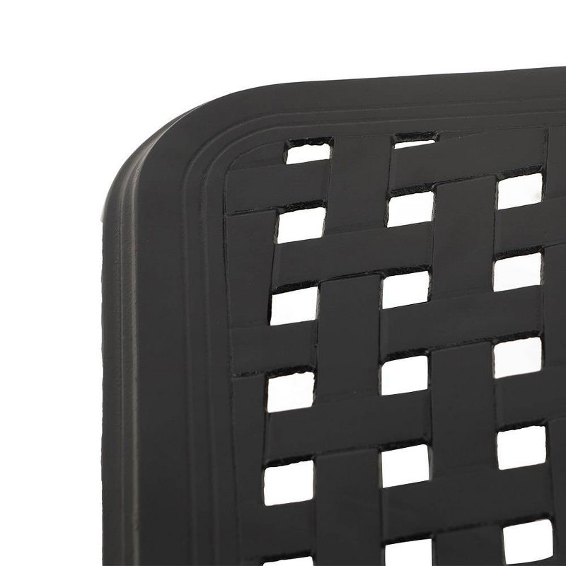 Cast Aluminum Square Patio Side Table with Umbrella Hole - Antique Brown - Crestlive Products