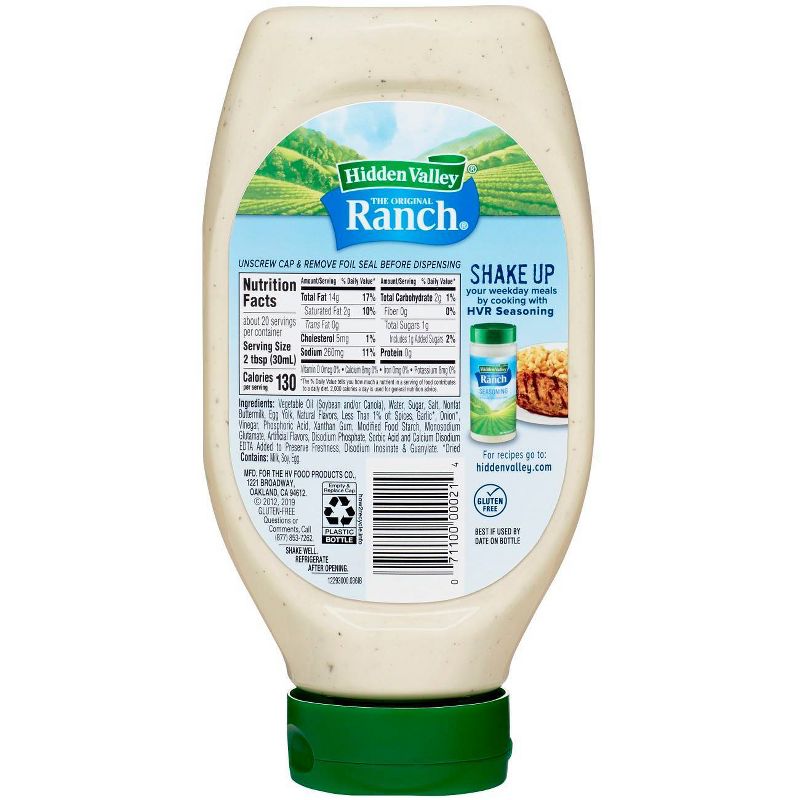 Hidden Valley Easy Squeeze Original Ranch Salad Dressing & Topping, Gluten Free, Keto-Friendly - 20fl oz