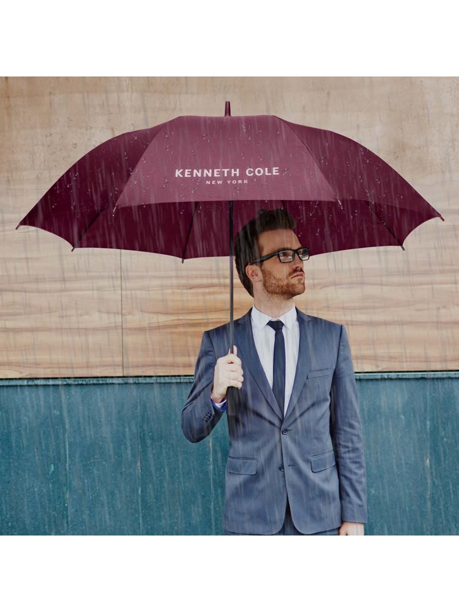 Kenneth Cole Maroon Logo Umbrella