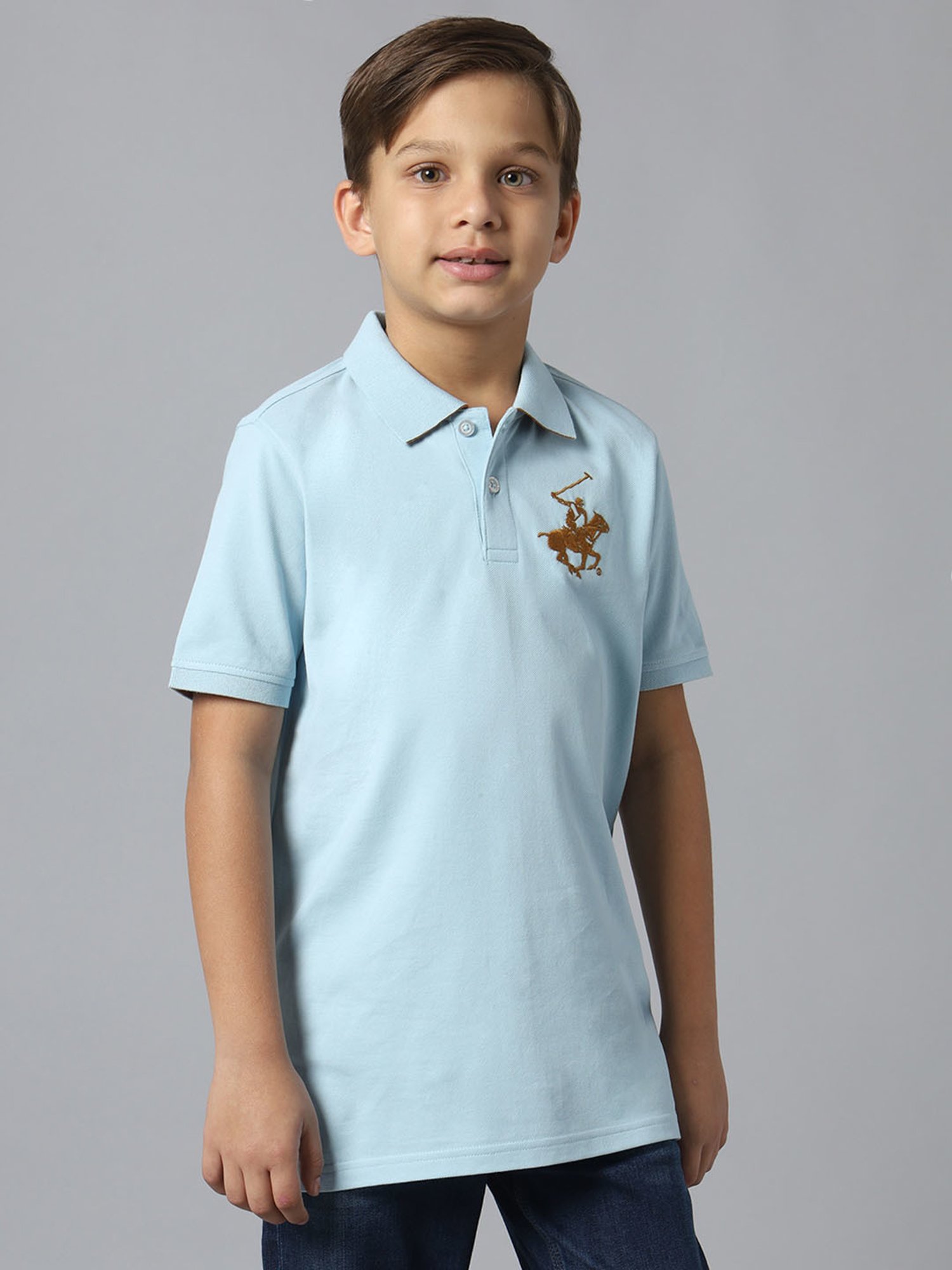 Beverly Hills Polo Club Kids Sky Blue Solid Polo T-Shirt