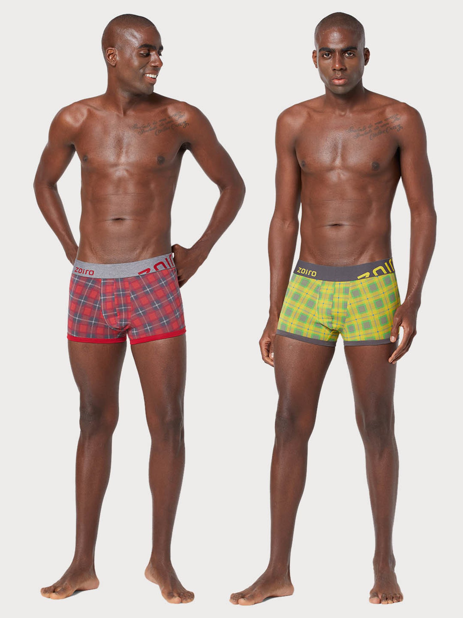 Zoiro Sulphur & Chinese Red Regular Fit Printed Trunks - Pack Of 2