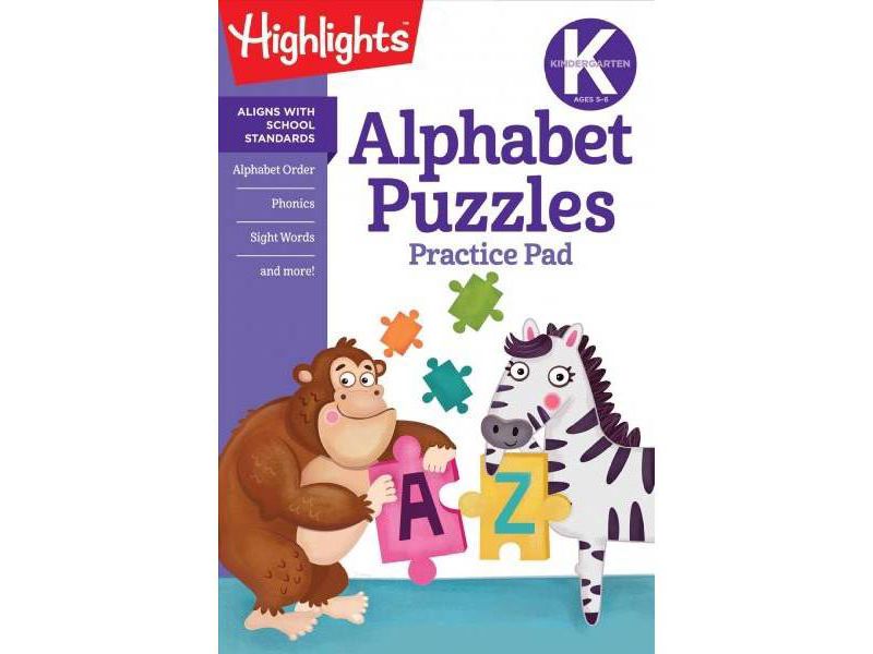 Kindergarten Alphabet Puzzles -  (Highlights Learn on the Go Practice Pads) (Paperback)