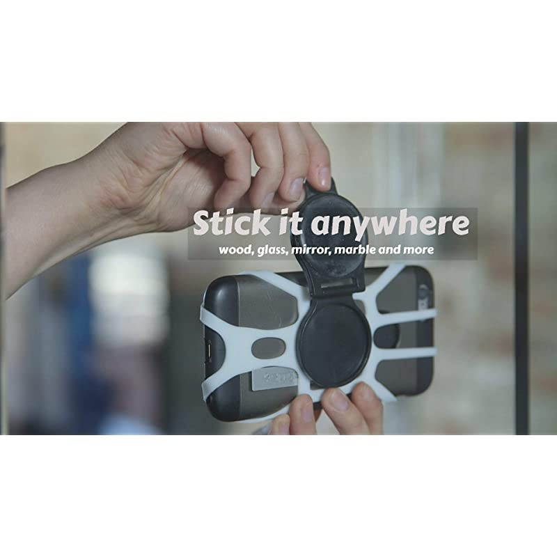Free Universal Phone Holder That Sticks to Anything, Take The Perfect Selfie, Mount on Any Surface and Video Conference, Zoom, Watch Videos or TikTok, Includes Bonus Bluetooth Remote (White)