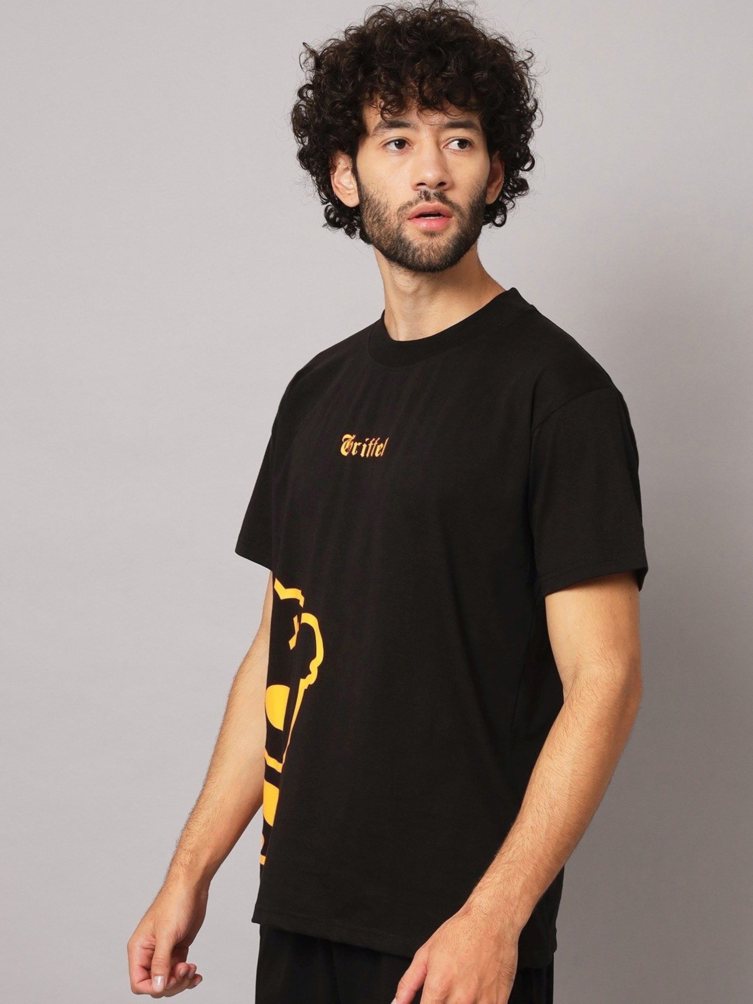 Griffel Black Cotton Loose Fit Printed Co-Ord Set