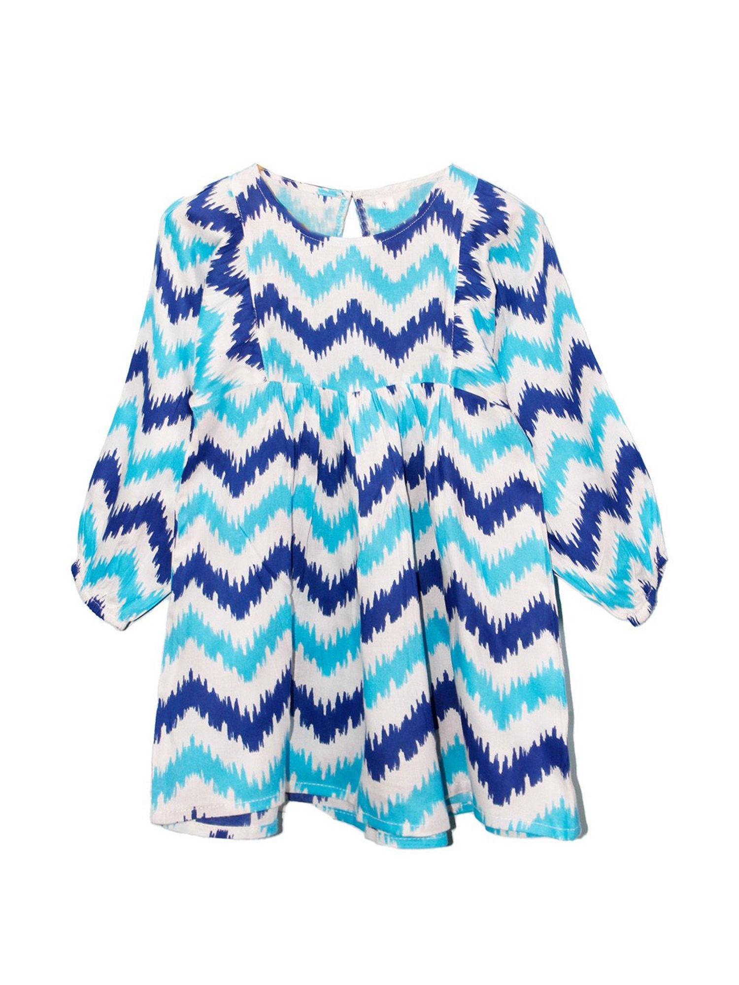 Kiddopanti Kids White & Blue Printed Kurti with Shorts