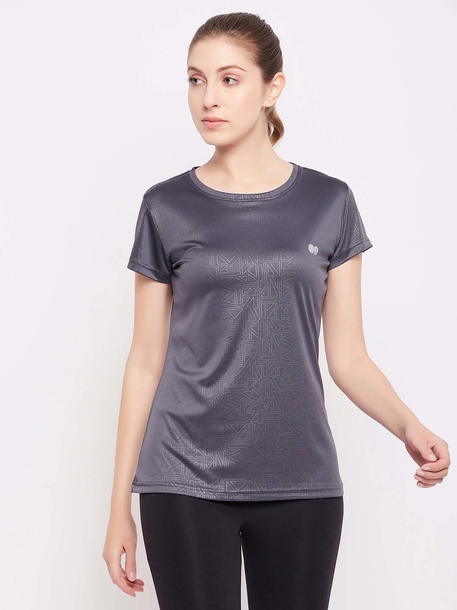 Clovia Dark Grey Active T-Shirt
