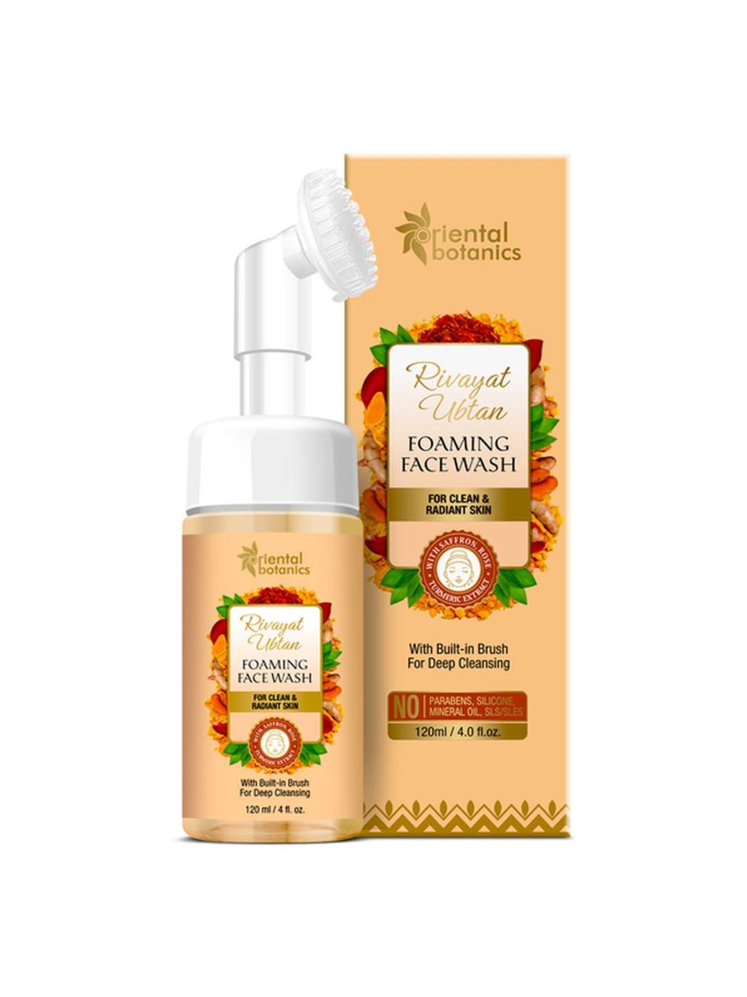 Oriental Botanics Rivayat Ubtan Foaming Face Wash with Built-in Brush - 120 ml