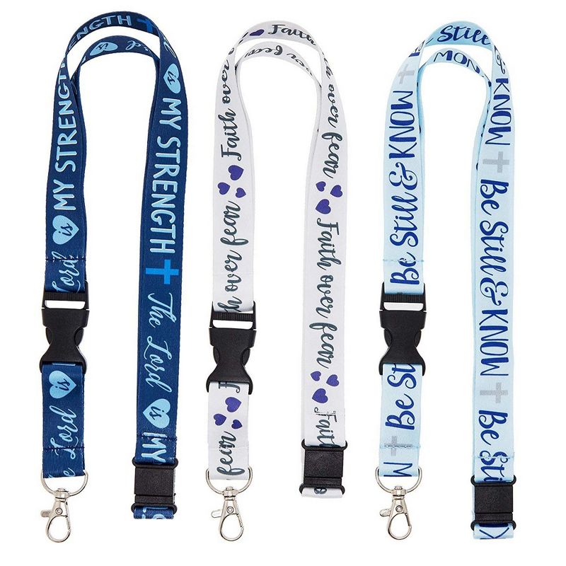 Religious Id Badge Holder, Hall Pass Lanyards (6 Pack), 3 Designs