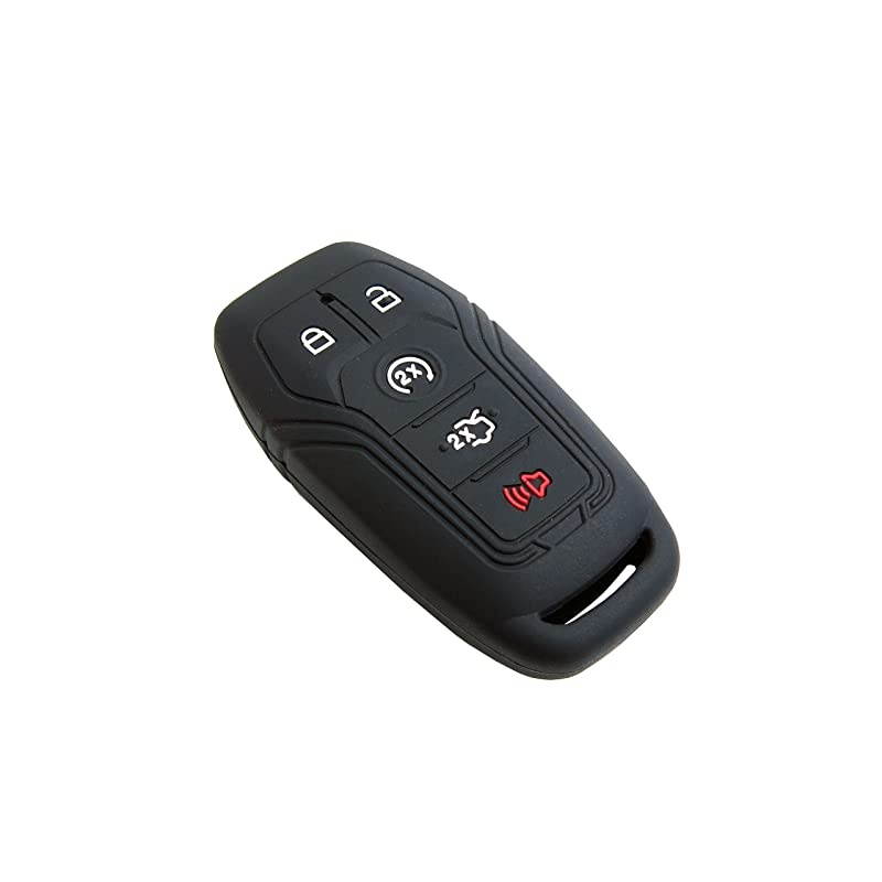 Autotech Remote Key Silicone Rubber Keyless Entry Shell Case Fob and Key Skin Cover fit for Ford Mustang Fusion Lincoln MKZ MKC F450 F150 2015 Ford Fusion SE 1 Pair Black