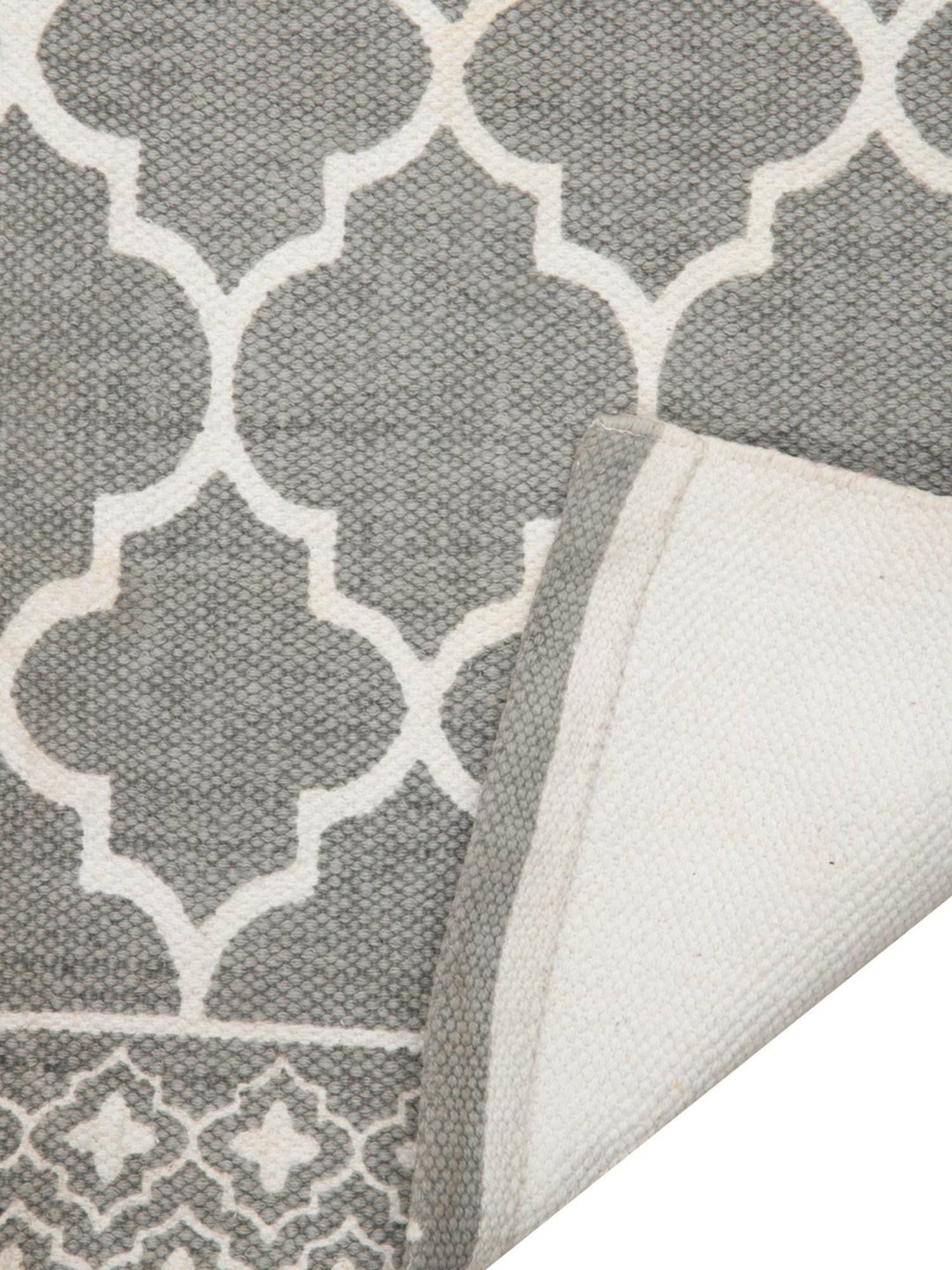 SWHF Grey Cotton Printed Floor Rug - Extra Large