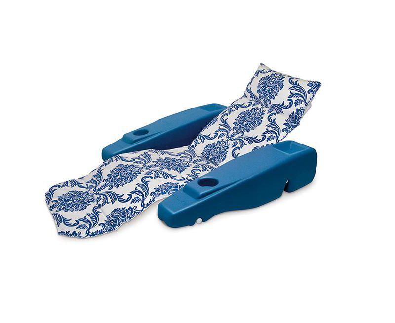 Swim Central 73" Royal Hawaiian Adjustable Floating 1-Person Swimming Pool Chaise Lounge - Blue/White
