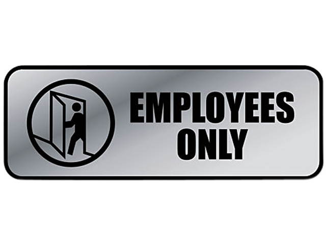 COSCO 098206 Brushed Metal Office Sign, Employees Only, 9 x 3, Silver