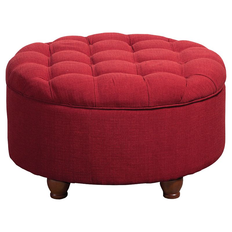 Tufted Round Cocktail Storage Ottoman Red - HomePop