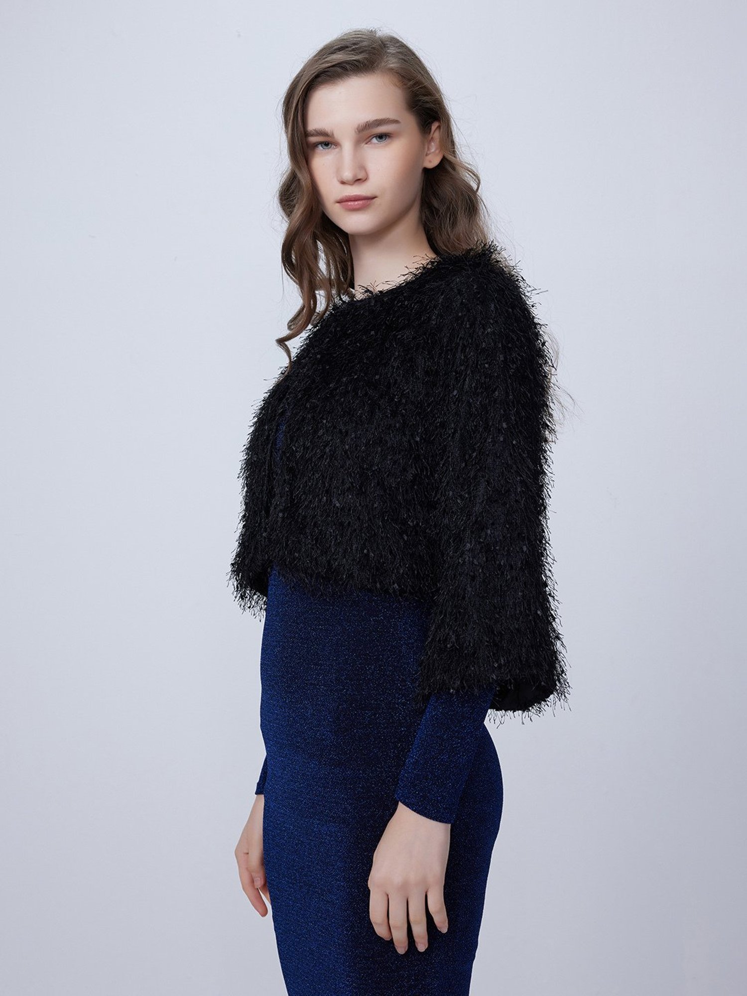 Akkriti by Pantaloons Off-White Self Pattern Shrug