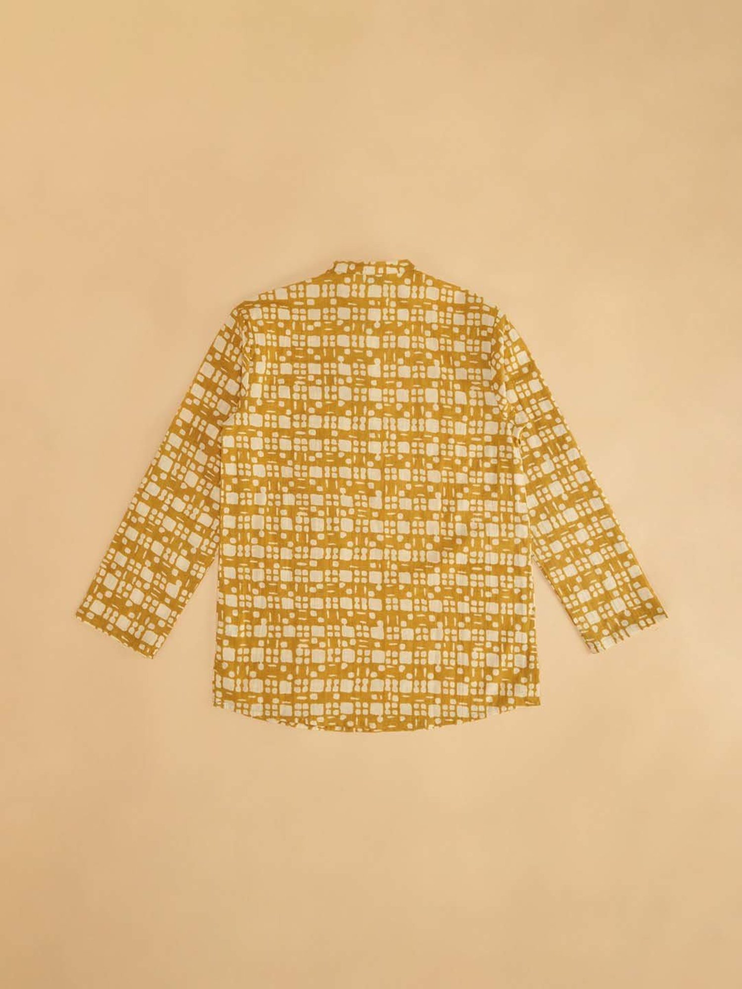 Indus Route by Pantaloons Kids Honey Mustard Printed Full Sleeves Kurta