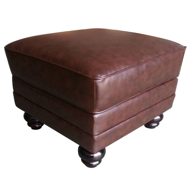 Copenhagen Bonded Leather Ottoman Chestnut Brown - Serta