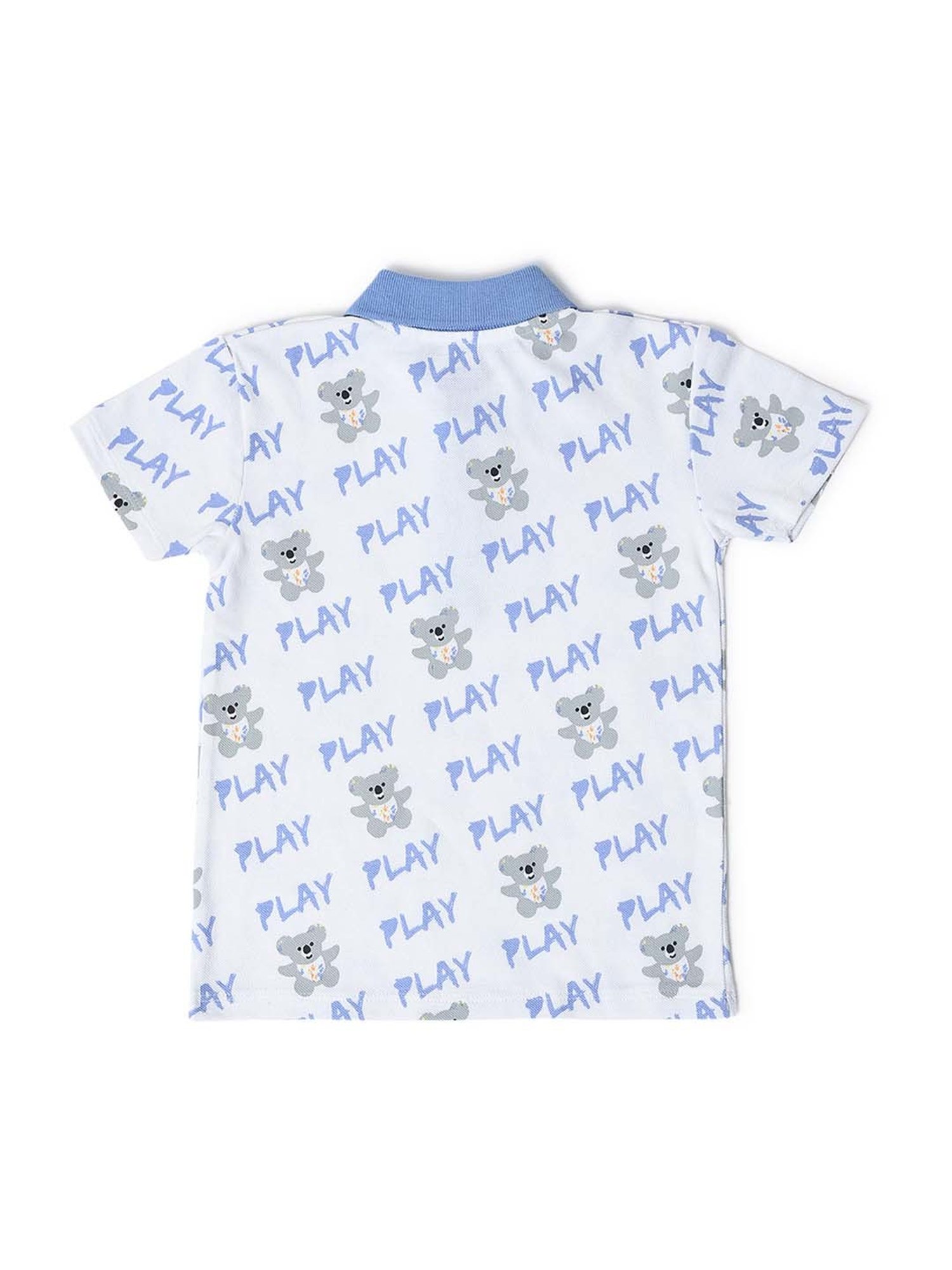 MiArcus Kids Blue Cotton Printed Polo T-Shirt
