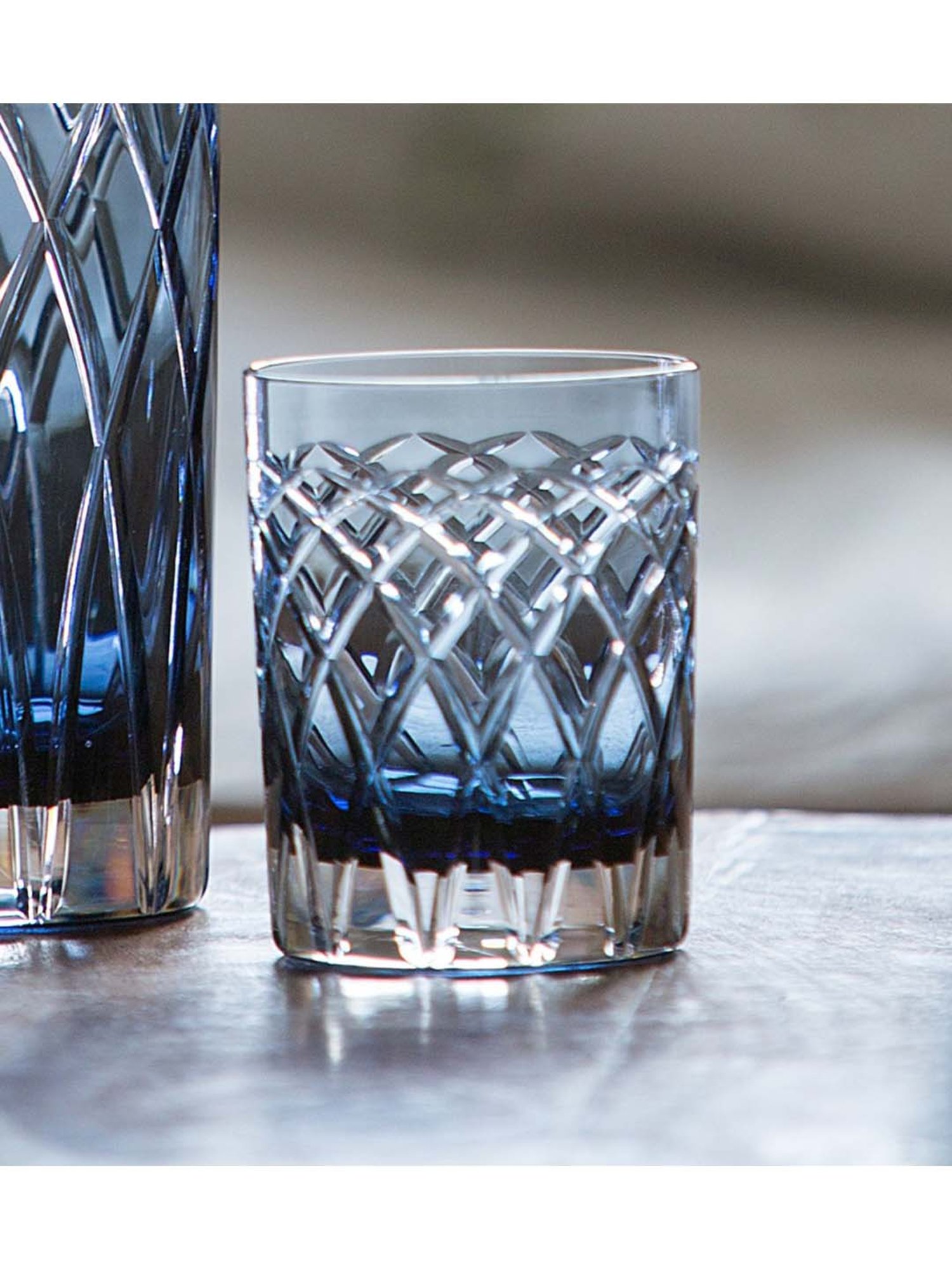 Royal Brierley Harris Collection Blue Crystal Drinking Glass