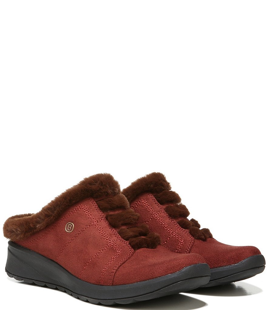 Bzees Golden Cozy Washable Slip-On Stretch Fabric Faux Fur Mules