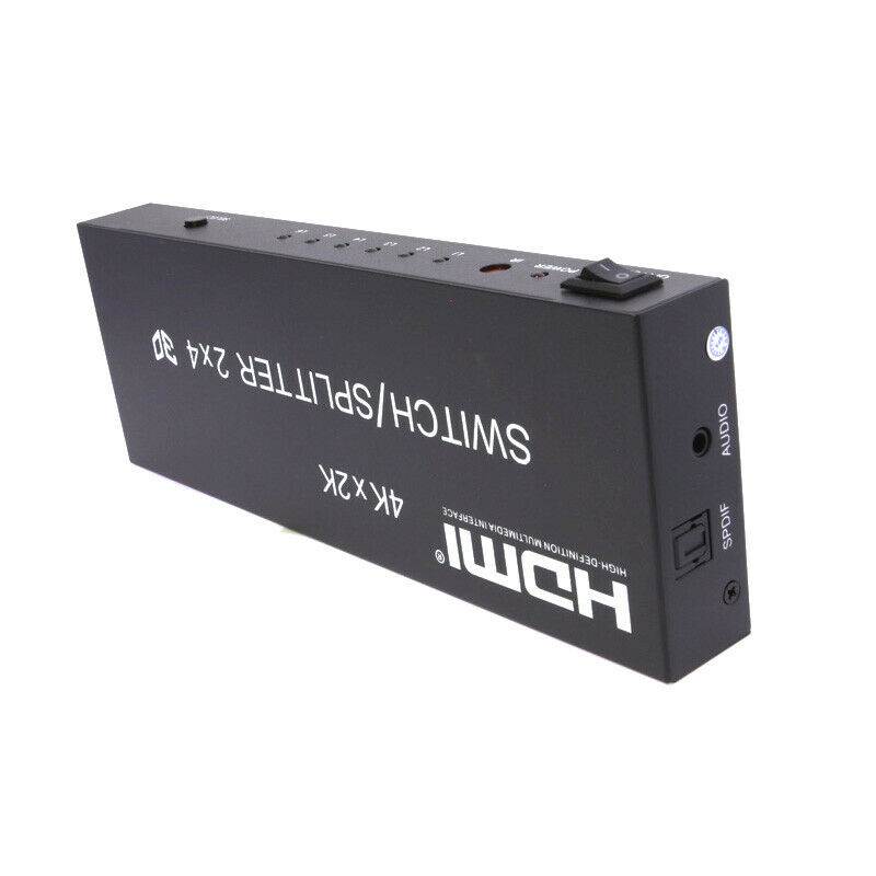 2X4 HDMI 3D True Matrix Switch Splitter 2 In Source 4 Out Display W/ Remote 4K