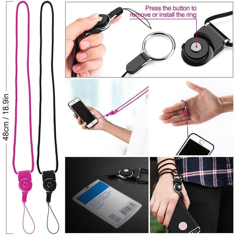 Cellphone Card Holder Back Wallet, JINYEXUAN 8 pcs Colorful Silicone Adhesive Stick-on Credit Card ID Card Keeper with 2 Hang Ropes